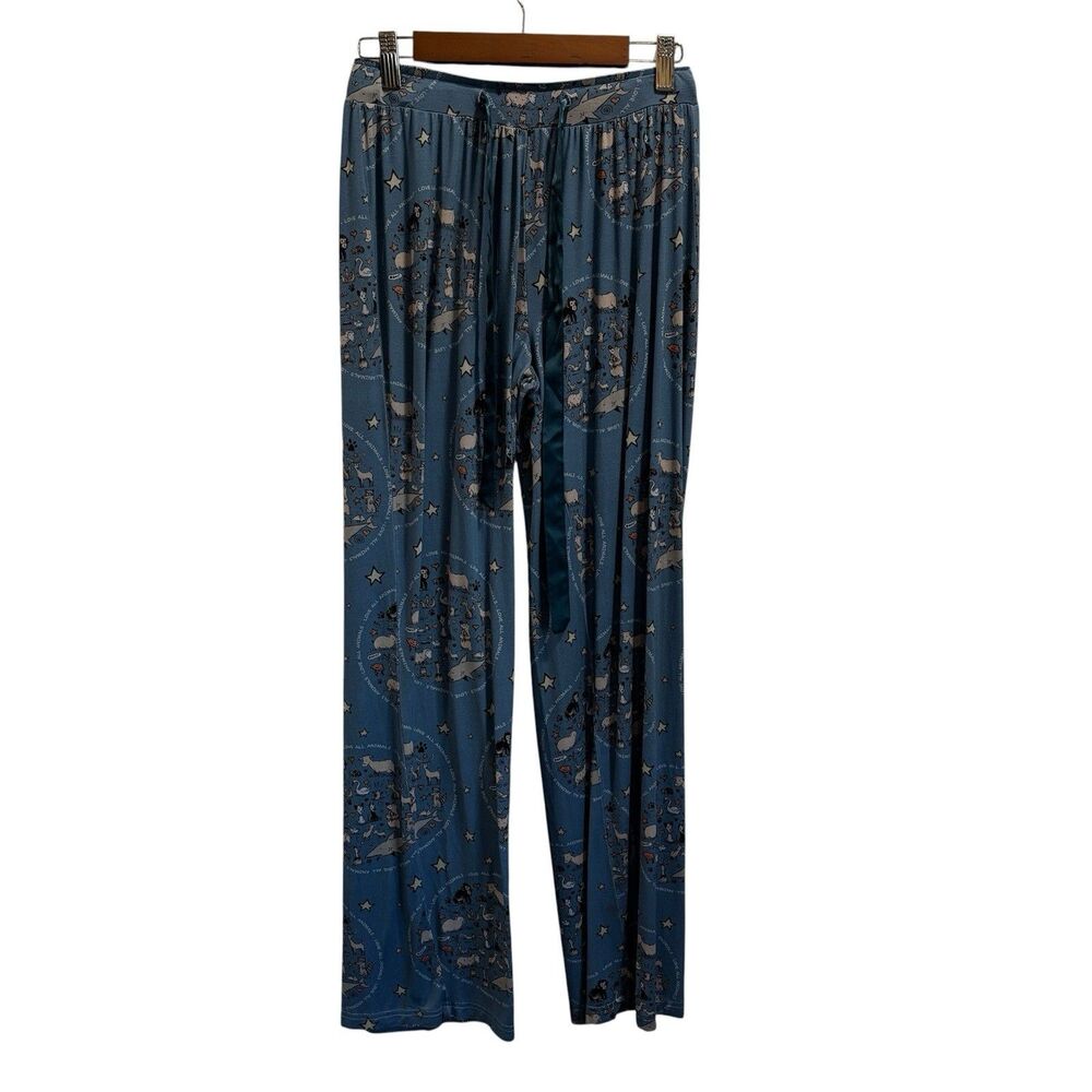 Mutts Size small Pajama Pants Blue Bamboo blend Mooch Earl cat dog